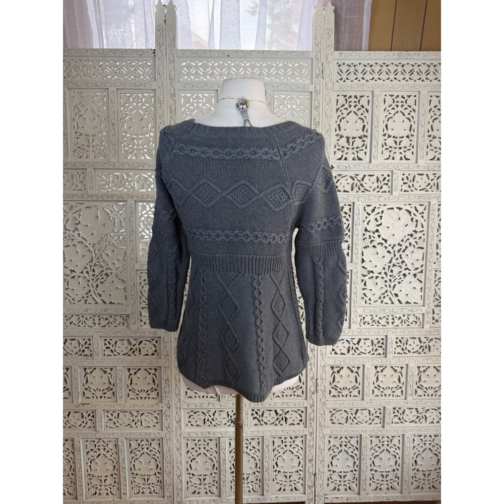 Vtg Calvin Klein Gray Babydoll Sweater Sz M Chunky Fisherman Y2K Capsule‎ - Picture 5 of 8